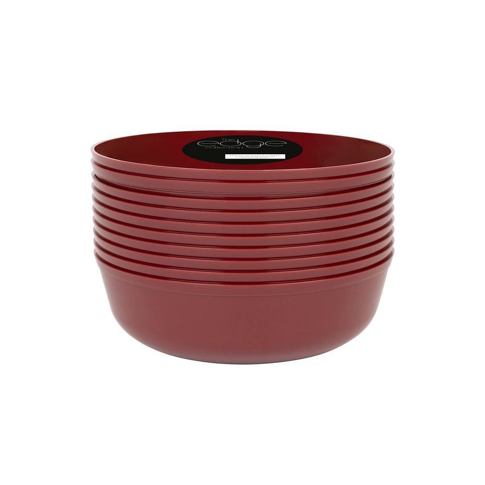 [30 Pack 16 OZ Bowls] Edge Collection Cranberry Red Plastic Party Soup Bowls Premium heavyweight Elegant Disposable Tableware Dishes