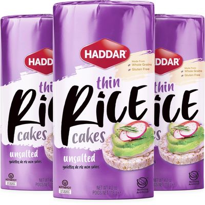 Haddar Wholegrain Rice Cakes 4.2oz (3 Pack) Made From Brown Rice | All Natural, Gluten Free, Vegan, Non GMO | Low Fat & Low Calorie | Zero Sugar | Certified Kosher (including Passover)