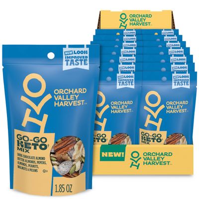 Orchard Valley Harvest Go-Go Keto Mix, 14 Pack (1.85 oz), Dark Chocolate Almonds, Peanuts, Walnuts, And Pecans, Low Carb, Gluten Free, Non-GMO