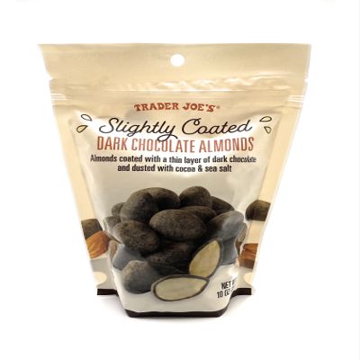 Trader Joes Dark Chocolate Almonds Slightly Coated with Dark Chocolate, Cocoa & Sea Salt 10 Oz  (Pack of 1)
