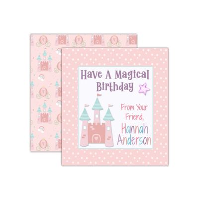 Personalized Princess Castle Birthday Party Gift Tags, Custom Cards