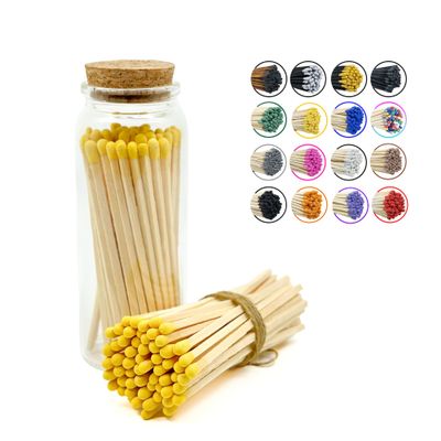 Chandler Studio Matches in a Jar | 60+ Matchsticks | Decorative Matchsticks with Strike Pad | Candle Match Holder Long for Fireplace | Match Bottle Cork Closing (Yellow, 4" Matches)