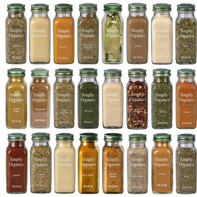 Simplly Organics Herbs, Spices and Seasonings Assorted Variety Sampler Gift Set - By Veher (24-Pack)