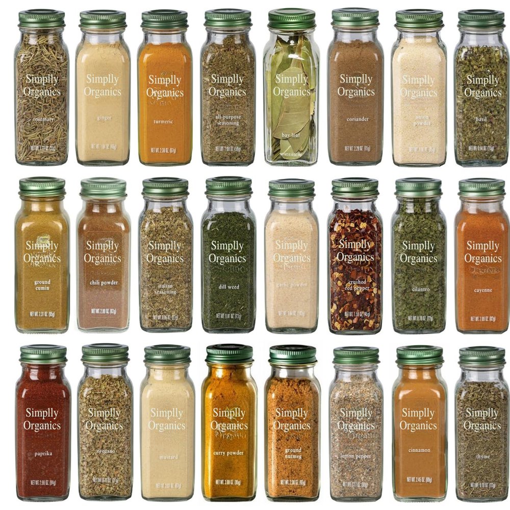 Simplly Organics Herbs, Spices and Seasonings Assorted Variety Sampler Gift Set - By Veher (24-Pack)