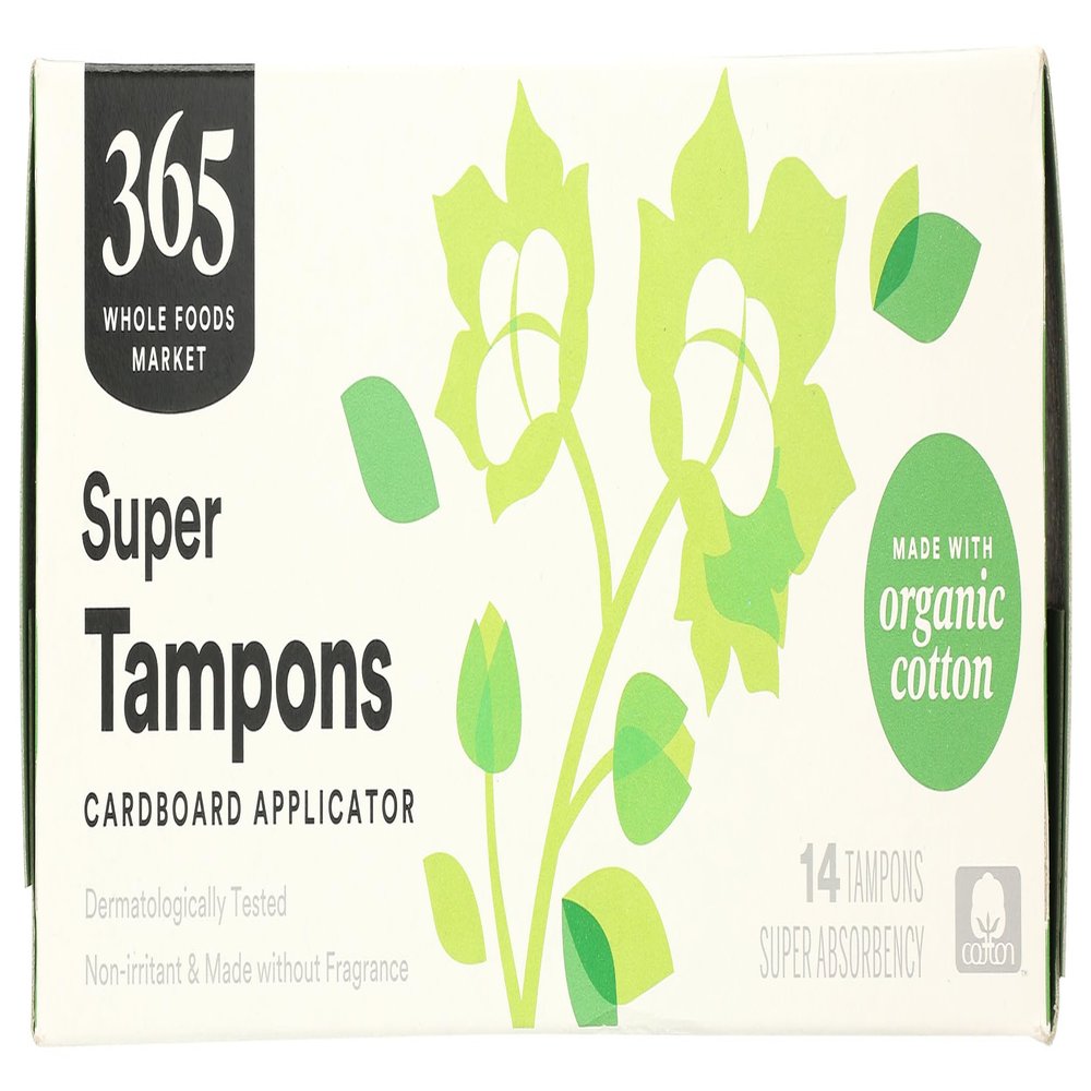 365 by Whole Foods Market, Tampons with Cardboard Applicators, Super Absorbency, Made with Organic Cotton, Unscented, 14 Count