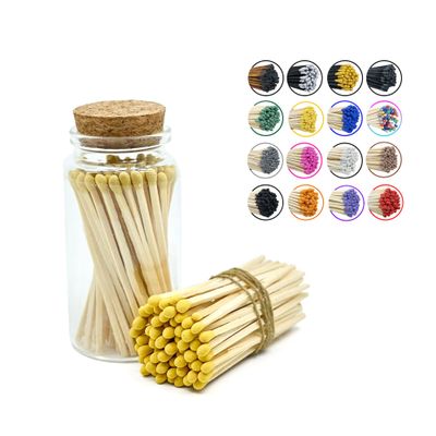 Chandler Studio Matches in a Jar | 60+ Matchsticks | Decorative Matchsticks with Strike Pad | Candle Match Holder Long for Fireplace | Match Bottle Cork Closing (Yellow, 3" Matches)