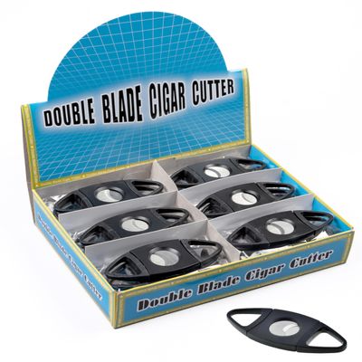 Prestige Import Group Black Plastic Guillotine Cigar Cutter - Cuts up to 54 Gauge - 24 Pack in Display Box