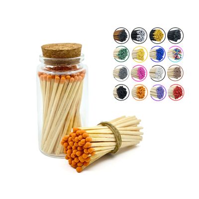 Matches in a Jar | 60+ Matchsticks | Decorative Matchsticks with Strike Pad | Candle Match Holder Long for Fireplace | Match Bottle Cork Closing by Chandler Studio (Orange, 3" Matches)