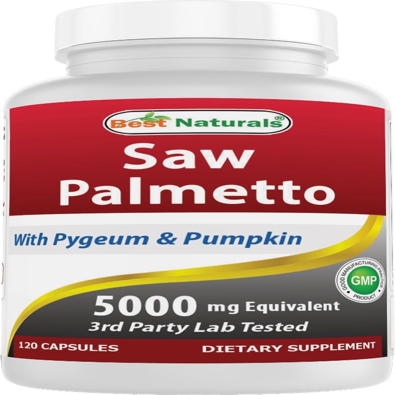 Best Naturals Saw Palmetto 10:1 Extract Prostate Supplements for Men - 120 Capsules - Made with Pygeum Bark 4:1 Extract & Pumpkin Seed Powder
