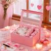 PACKQUEEN Pink Gift Box with Window, 9x6.5x3.8 Inches, Clear Gift Box for Present Contains Ribbon, Card, Bridesmaid Proposal Box with Magnetic Lid (Glossy Pink) view 2