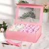 PACKQUEEN Pink Gift Box with Window, 9x6.5x3.8 Inches, Clear Gift Box for Present Contains Ribbon, Card, Bridesmaid Proposal Box with Magnetic Lid (Glossy Pink) view 3