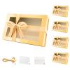 PACKQUEEN 5 Large Gold Gift Boxes with Windows, 13.5x9x4.1 Inches Clear Gift Boxes for Presents Contain Ribbons, Cards, Bridesmaid Proposal Boxes, Boxes with Magnetic Lids (Glossy Gold) view 1