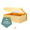 PACKQUEEN 5 Large Gold Gift Boxes with Windows, 13.5x9x4.1 Inches Clear Gift Boxes for Presents Contain Ribbons, Cards, Bridesmaid Proposal Boxes, Boxes with Magnetic Lids (Glossy Gold) view 3