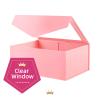 PACKQUEEN 5 Pink Valentine's Day Boxes with Windows, 9x6.5x3.8 Inches, Valentine's Day Clear Gift Boxes for Presents Contain Ribbons, Cards, Bridesmaid Proposal Boxes, Gift Boxes with Magnetic Lids (Glossy Pink) view 4