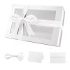 PACKQUEEN Large White Gift Box with Window, 13.5x9x4.1 Inches Clear Gift Box for Present Contains Ribbon, Card, Bridesmaid Proposal Box with Magnetic Lid (Glossy White) view 1