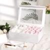 PACKQUEEN Large White Gift Box with Window, 13.5x9x4.1 Inches Clear Gift Box for Present Contains Ribbon, Card, Bridesmaid Proposal Box with Magnetic Lid (Glossy White) view 2