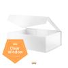 PACKQUEEN Large White Gift Box with Window, 13.5x9x4.1 Inches Clear Gift Box for Present Contains Ribbon, Card, Bridesmaid Proposal Box with Magnetic Lid (Glossy White) view 3