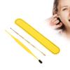 DOACT Ear Cleaner Set, Spring Ear Spoon Tools with Brush Stainless Steel Storage Bag Yellow view 3