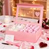 PACKQUEEN Large Pink Gift Box with Window, 13.5x9x4.1 Inches Clear Mothers Day Gift Box for Present Contains Ribbon, Card, Bridesmaid Proposal Box with Magnetic Lid (Glossy Pink) view 2