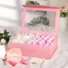 PACKQUEEN Large Pink Gift Box with Window, 13.5x9x4.1 Inches Clear Mothers Day Gift Box for Present Contains Ribbon, Card, Bridesmaid Proposal Box with Magnetic Lid (Glossy Pink) view 4