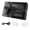 PACKQUEEN Large Black Gift Box with Window, 13.5x9x4.1 Inches Clear Gift Box for Present Contains Ribbon, Card, Groomsman Proposal Box with Magnetic Lid (Glossy Black) view 1