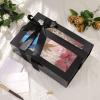 PACKQUEEN Large Black Gift Box with Window, 13.5x9x4.1 Inches Clear Gift Box for Present Contains Ribbon, Card, Groomsman Proposal Box with Magnetic Lid (Glossy Black) view 4
