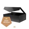 PACKQUEEN 5 Large Black Gift Boxes with Windows, 13.5x9x4.1 Inches Clear Gift Boxes for Presents Contain Ribbons, Cards, Groomsmen Proposal Boxes, Boxes with Magnetic Lids (Glossy Black) view 3