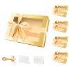 PACKQUEEN 5 Gold Boxes with Windows, 9x6.5x3.8 Inches, Clear Gift Boxes for Presents Contain Ribbons, Cards, Bridesmaid Proposal Boxes, Christmas Gift Boxes with Magnetic Lids (Glossy Gold) view 1