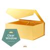 PACKQUEEN 5 Gold Boxes with Windows, 9x6.5x3.8 Inches, Clear Gift Boxes for Presents Contain Ribbons, Cards, Bridesmaid Proposal Boxes, Christmas Gift Boxes with Magnetic Lids (Glossy Gold) view 3