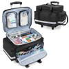 Damero Rolling Medical Bag with Detachable Trolley, Medical Equipment Bag with Removable Pouches and Dividers, First Aid Responder Bag Empty for Home Health Nurses, Doctors, EMT, EMS, Black view 1