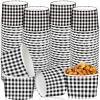 gisgfim 50Pcs Ice Cream Cups, Checked Plaid Snack Bowls, 9 oz Black White Checked Plaid Picnic BBQ Camping Ice Cream Disposable Paper Treat Dessert Bowls Soup Cups for Hot Cold Food Party Supplies view 1