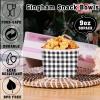 gisgfim 50Pcs Ice Cream Cups, Checked Plaid Snack Bowls, 9 oz Black White Checked Plaid Picnic BBQ Camping Ice Cream Disposable Paper Treat Dessert Bowls Soup Cups for Hot Cold Food Party Supplies view 3