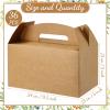 Tinlade 36 Pcs Large Valentine Treat Boxes for Party Favor Bulk 9.5 x 5 x 5 Inches, Kraft Gable Box Cardboard Goodie Cake Treat Container with Handles for Birthday Wedding Picnic(Brown) view 2