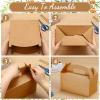Tinlade 36 Pcs Large Valentine Treat Boxes for Party Favor Bulk 9.5 x 5 x 5 Inches, Kraft Gable Box Cardboard Goodie Cake Treat Container with Handles for Birthday Wedding Picnic(Brown) view 4