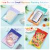200 PCS 4.7x7.8 Smell Proof Mylar Bags for Food Storage, Resealable Mylar Bags Gradient with Clear Window, Holographic Resealable Packaging Bag for Candy, Cookies and Small Jewelry(purple/pink) view 2