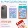 200 PCS 4.7x7.8 Smell Proof Mylar Bags for Food Storage, Resealable Mylar Bags Gradient with Clear Window, Holographic Resealable Packaging Bag for Candy, Cookies and Small Jewelry(purple/pink) view 3