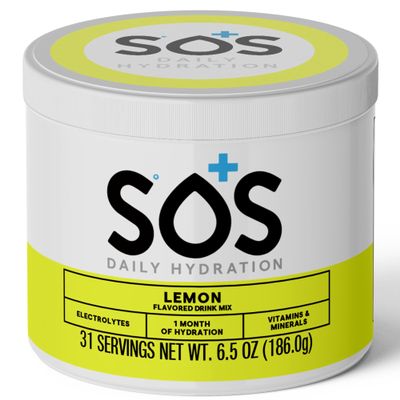 SOS Hydration Electrolyte Powder Drink Mix  Lemon 31 Servings | Low Sugar Electrolytes, 15 Cal | Keto Hydration Powder for Rapid Rehydration