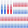 GOUWEIBA 100 pcs Braces Brush Disposable Interdental Brush Toothpick Dental Tooth Flossing Head Oral Dental Hygiene Flosser Dental Hygiene Flosser Tooth Cleaning Tools Oral Flossing Head (Blue+Red) view 1