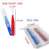 GOUWEIBA 100 pcs Braces Brush Disposable Interdental Brush Toothpick Dental Tooth Flossing Head Oral Dental Hygiene Flosser Dental Hygiene Flosser Tooth Cleaning Tools Oral Flossing Head (Blue+Red) view 2