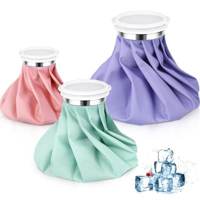 Shihanee 3 Pcs Ice Pack for Injuries, Reusable Hot Water Bag with Screw Top, Hot Cold for Sports Knee Head Leg Shoulder Back Injury, 6 Inch 9 Inch 10 Inch(Multicolor,Solid Style)
