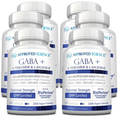 Approved Science GABA+ - Promote Calm, Improve Sleep, Boost Mood - GABA, L-Theanine, L-Arginine, Vitamin B6, BioPerine - High Absorption - 360 Capsules - Vegan