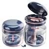 MURRI&MURRDI Denture Bath Case Holder with Mirror & Strainer Basket, Retainer Mouth Guard Soak Container Box, Braces Cleaner Cup, Travel Cleaning Storage for Aligners Dental, Dark Blue view 1