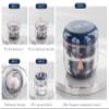 MURRI&MURRDI Denture Bath Case Holder with Mirror & Strainer Basket, Retainer Mouth Guard Soak Container Box, Braces Cleaner Cup, Travel Cleaning Storage for Aligners Dental, Dark Blue view 3