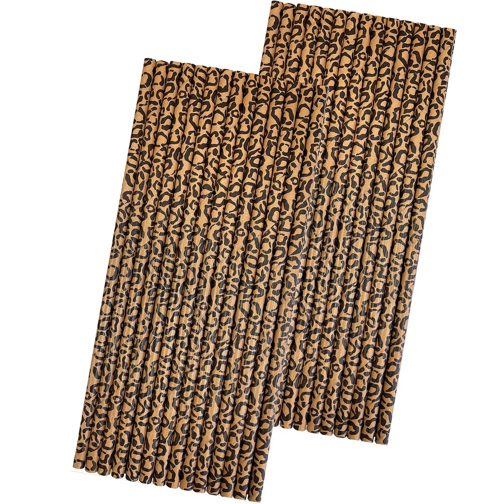 Cheetah Print Paper Straws - Animal Print Straws - Safari Theme Birthday Party Supply - 50 Pack Outside the Box Papers Brand