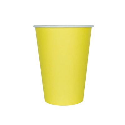 Jollity & Co Shade Paper Cups - 12-oz Party Cups in Banana Yellow - Pack of 8 Disposable Paper Cups - Easy to Mix and Match - Paper Cups to Suit All Occasions and Birthday Decorations