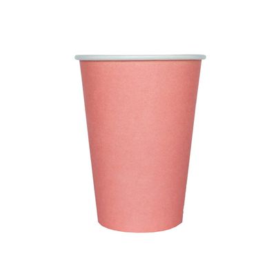 Jollity & Co Shade Paper Cups - 12-oz Party Cups in Cantaloupe Coral Orange - Pack of 8 Disposable Paper Cups - Easy to Mix and Match - Paper Cups to Suit All Occasions and Birthday Decorations