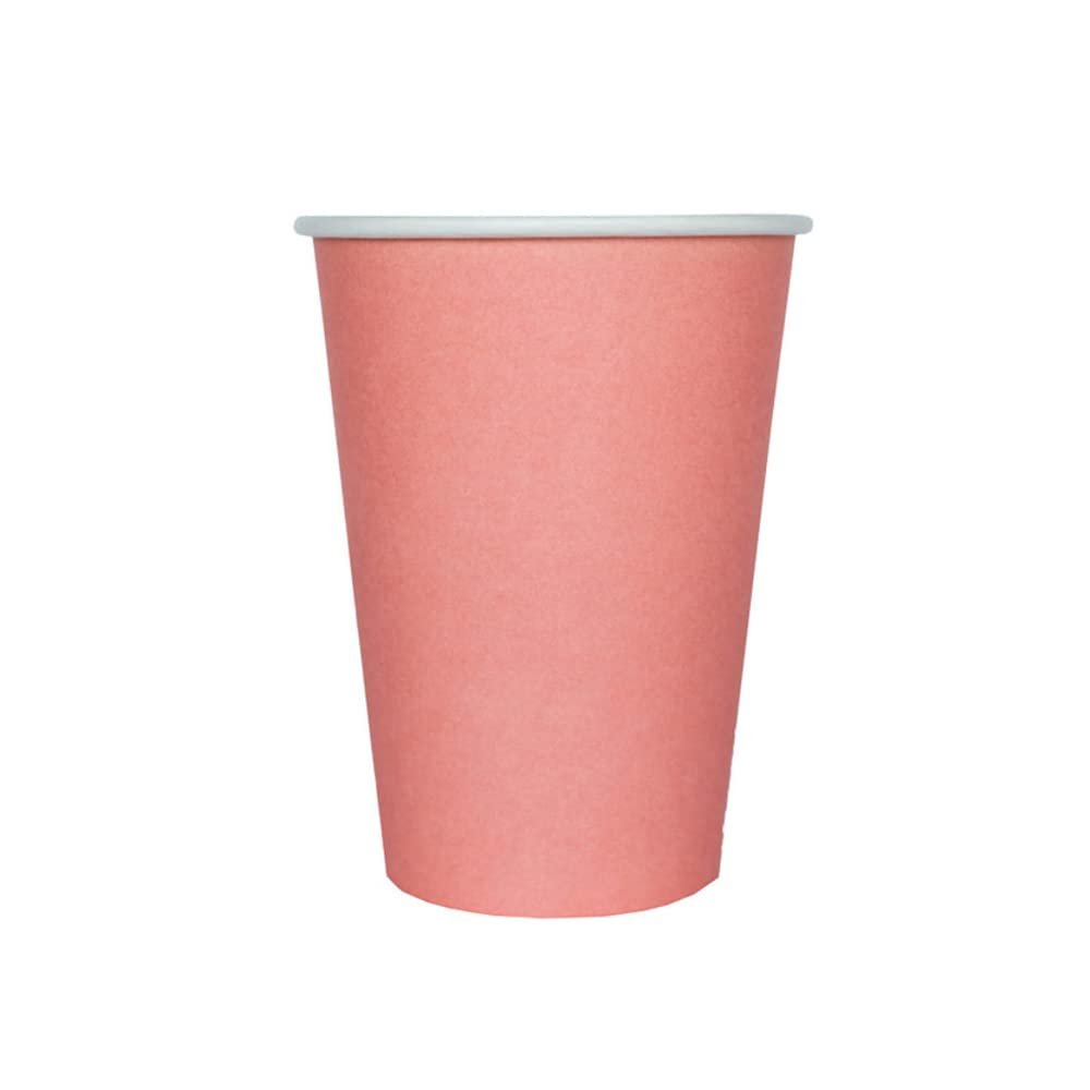 Jollity & Co Shade Paper Cups - 12-oz Party Cups in Cantaloupe Coral Orange - Pack of 8 Disposable Paper Cups - Easy to Mix and Match - Paper Cups to Suit All Occasions and Birthday Decorations