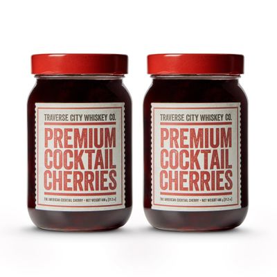 Traverse City Whiskey Co. Premium Cocktail Cherries (21.2oz/600g) Pack of 2 | Cocktails & Desserts | All American, Natural, Certified Kosher, Stemless, Slow-Cooked Garnish for Old Fashioned, Ice Cream Sundaes & More