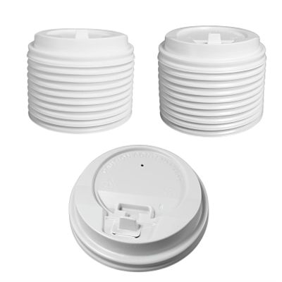 EcoQuality Disposable White Dome Lids - Sip Through Recyclable Coffee Cup Lid for Portable Drink Universal Size, Fits Most 10oz, 12oz, 16oz, 20oz Paper Cups - For Coffee Shops, Travel (100 PACK)