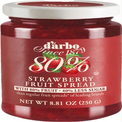 Darbo Strawberry Spread, 80% Fruit, All Natural, 40% Less Sugar - 8.81oz